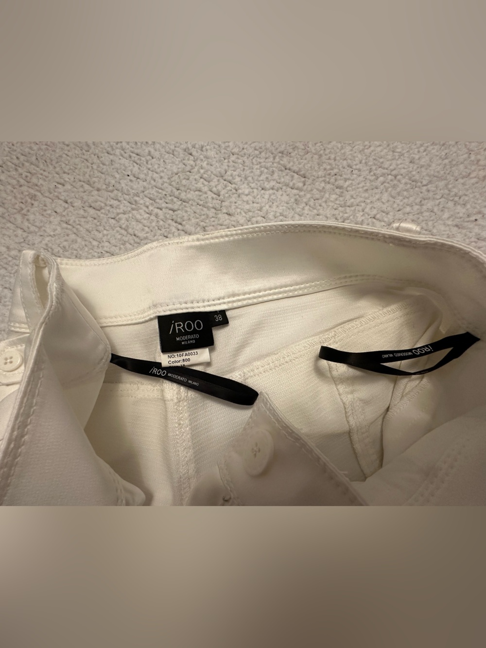 IROO Silky White Mid-Low Waist Pants